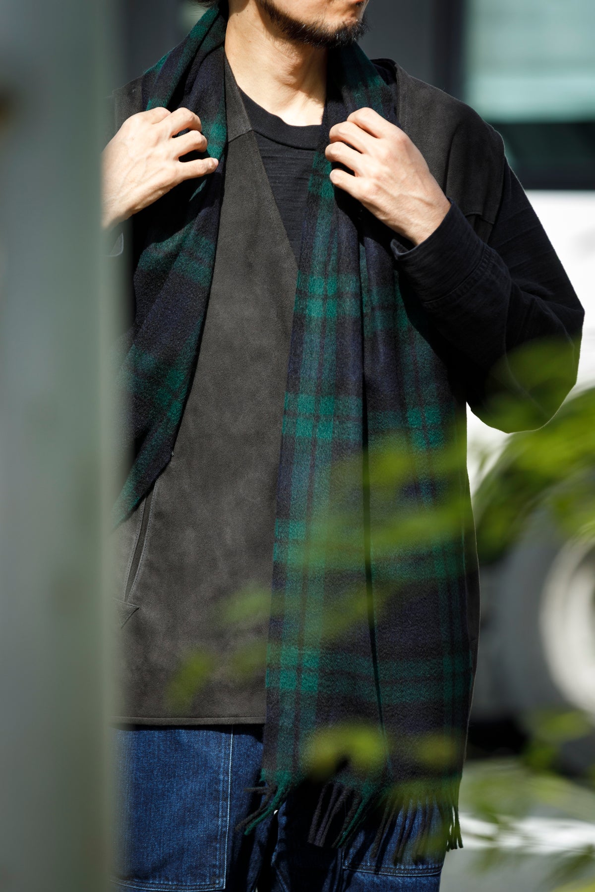 Joshua Ellis / Cashmere plain stole 30×180 - Black Watch(CPG 52659)