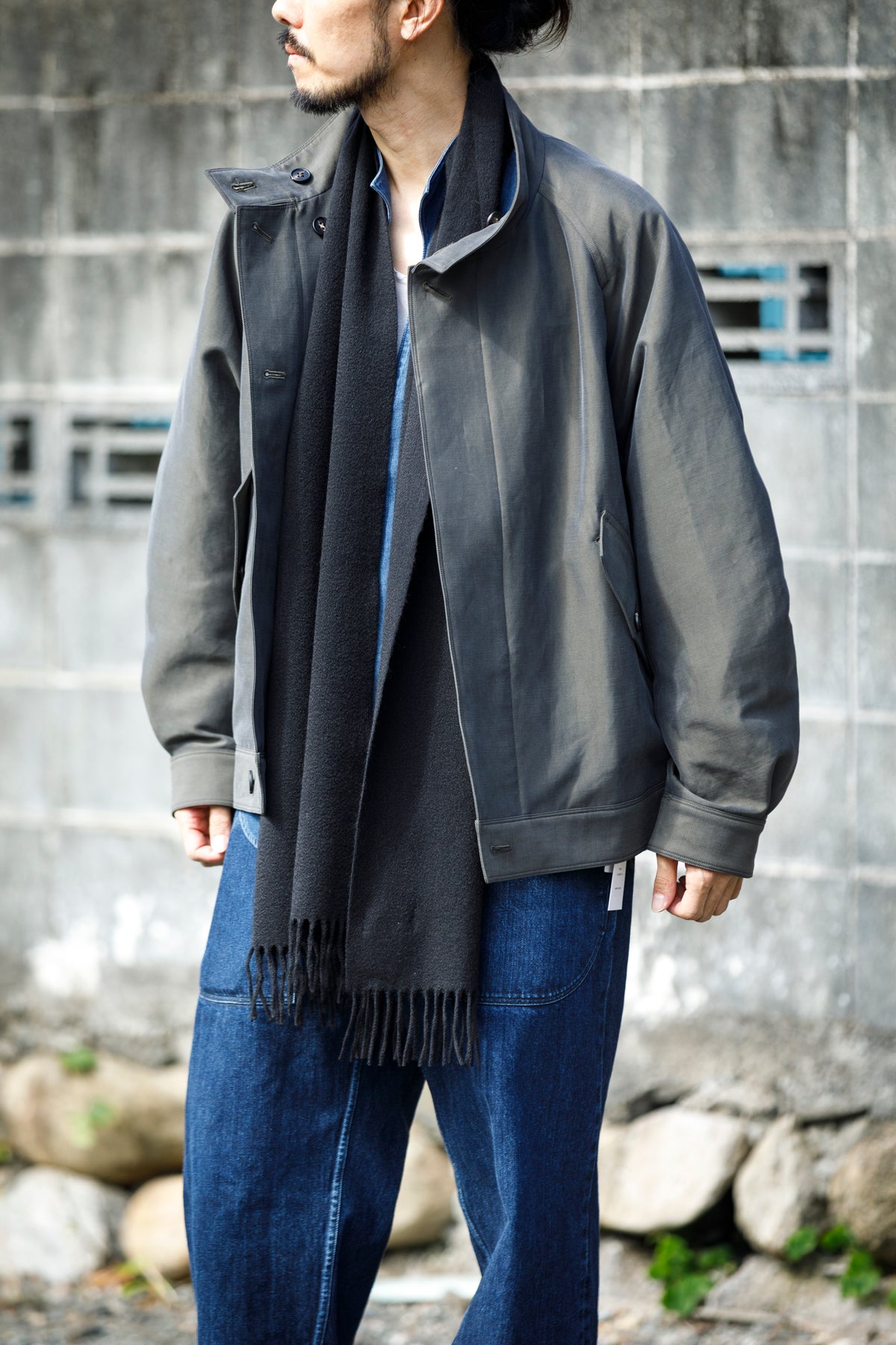 Joshua Ellis / Cashmere plain stole 35×190 - Black(CPG 60004)