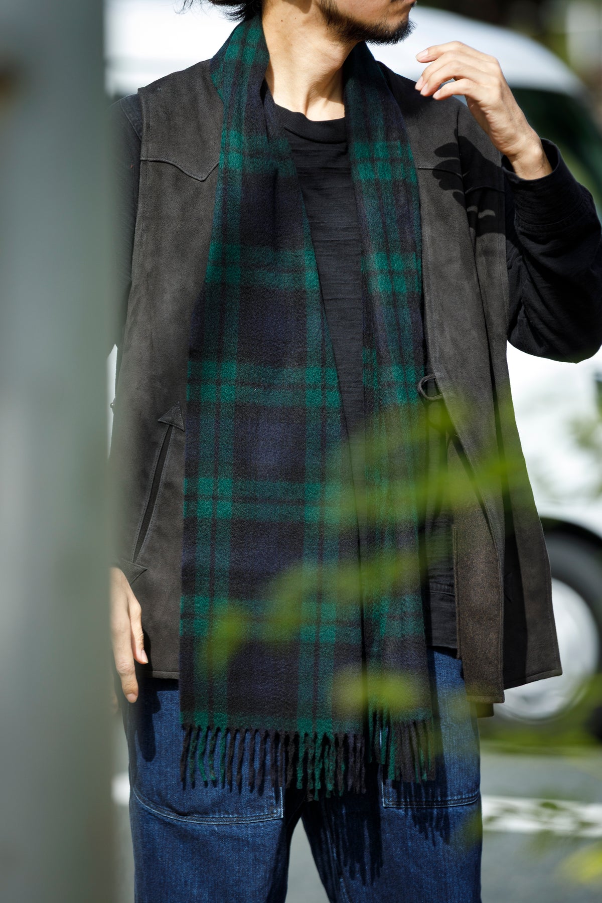 Joshua Ellis / Cashmere plain stole 30×180 - Black Watch(CPG 52659)