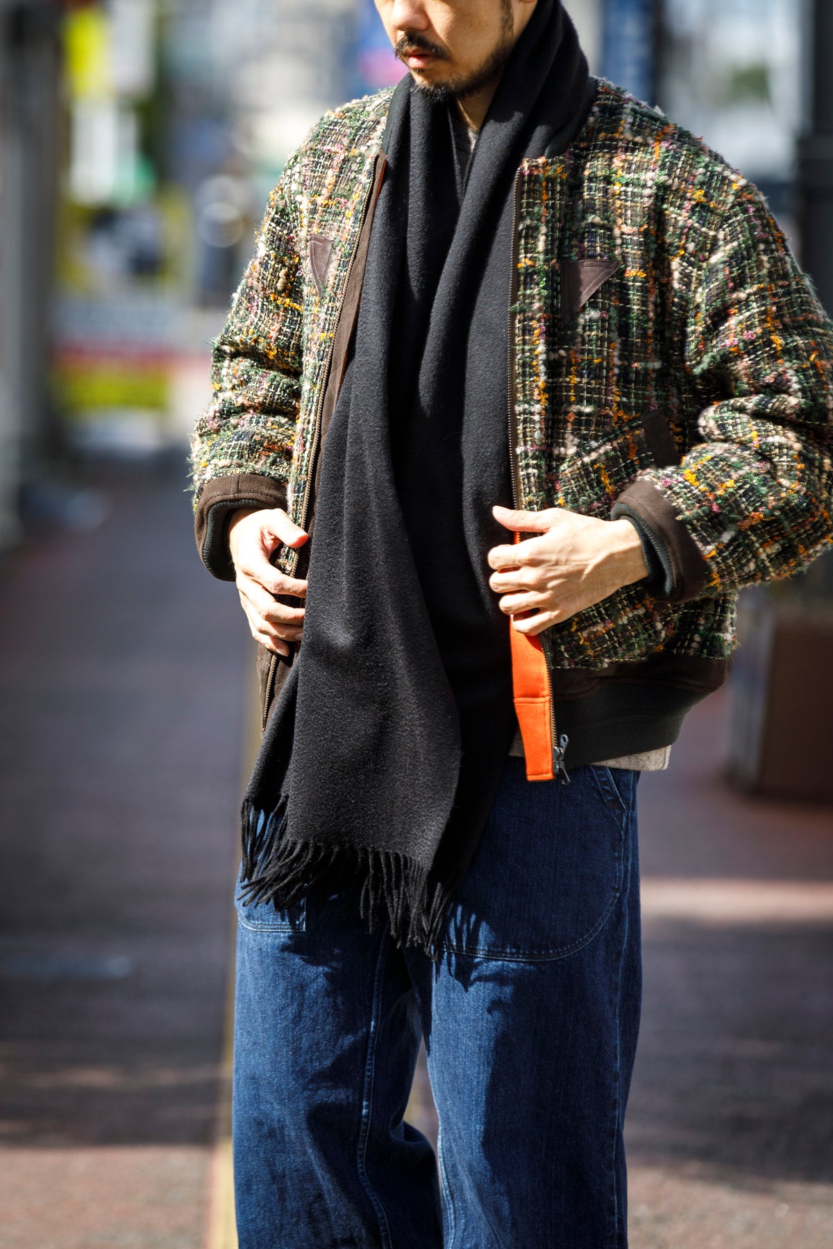 Joshua Ellis / Cashmere Plains Stole 70×190 - Black(CPG 48870)