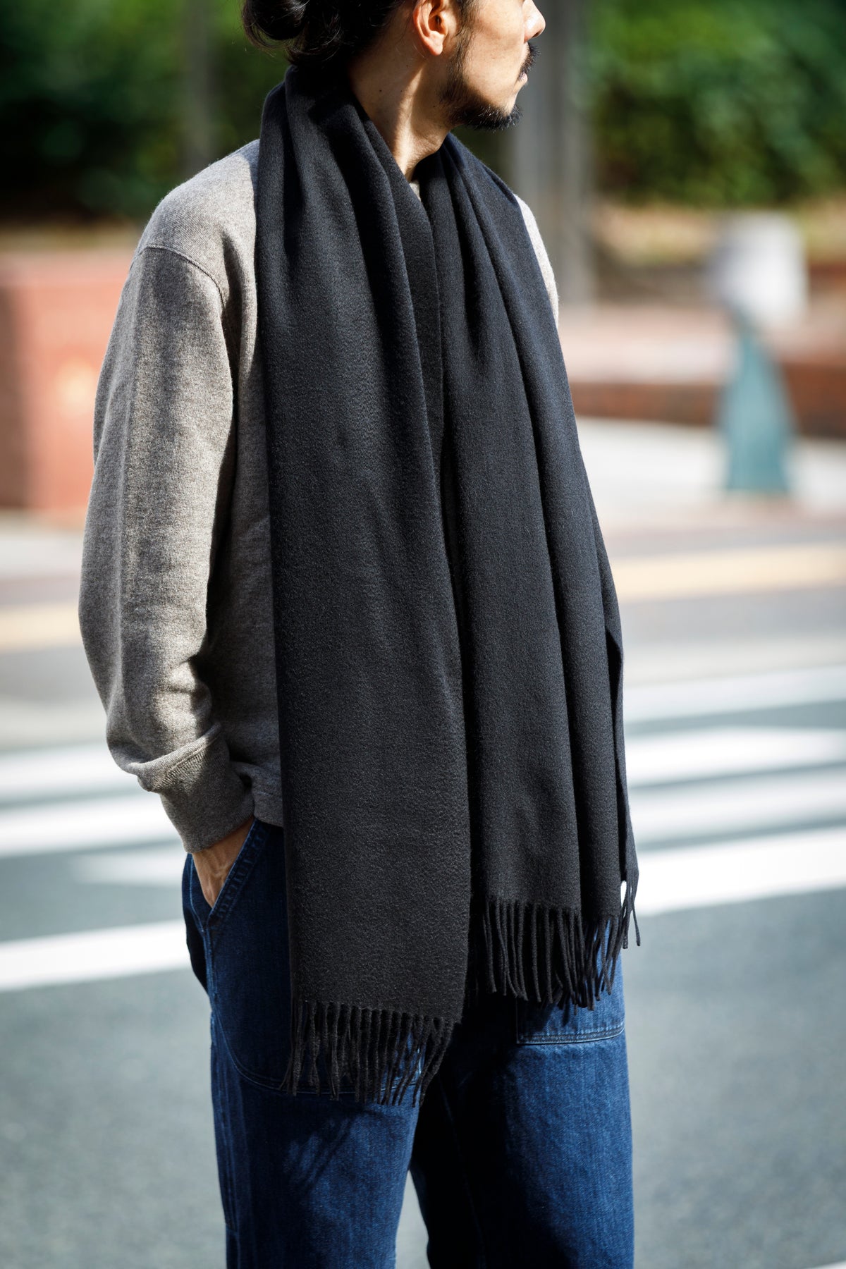 Joshua Ellis / Cashmere Plains Stole 70×190 - Black(CPG 48870)
