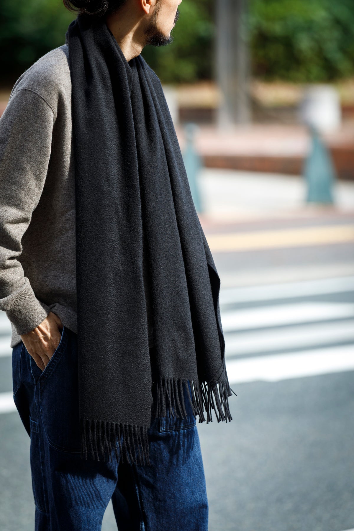 Joshua Ellis / Cashmere Plains Stole 70×190 - Black(CPG 48870)