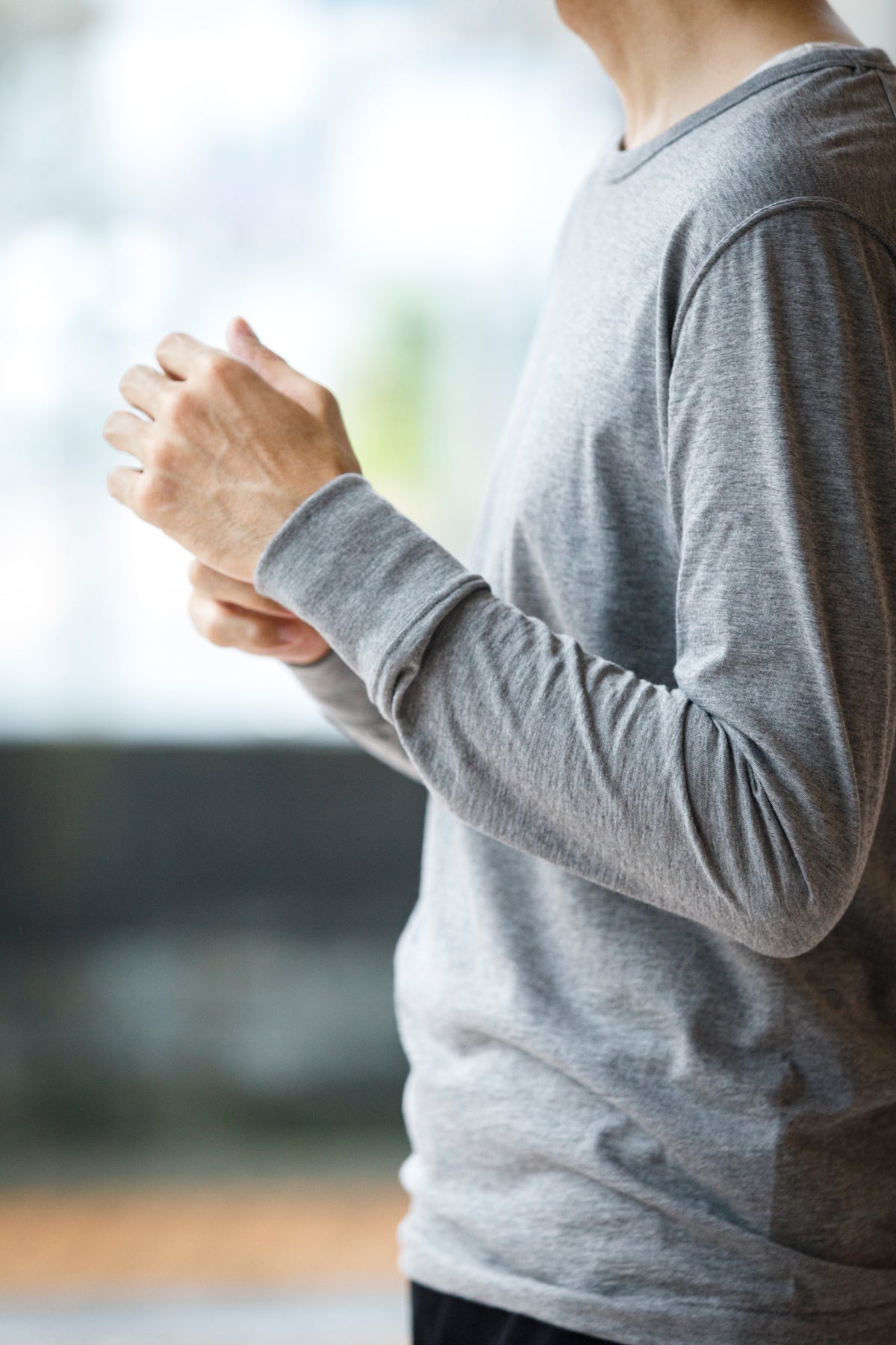 Nikki ESSENTIAL PIECE / Yak Cotton Long Sleeve - Top Gray