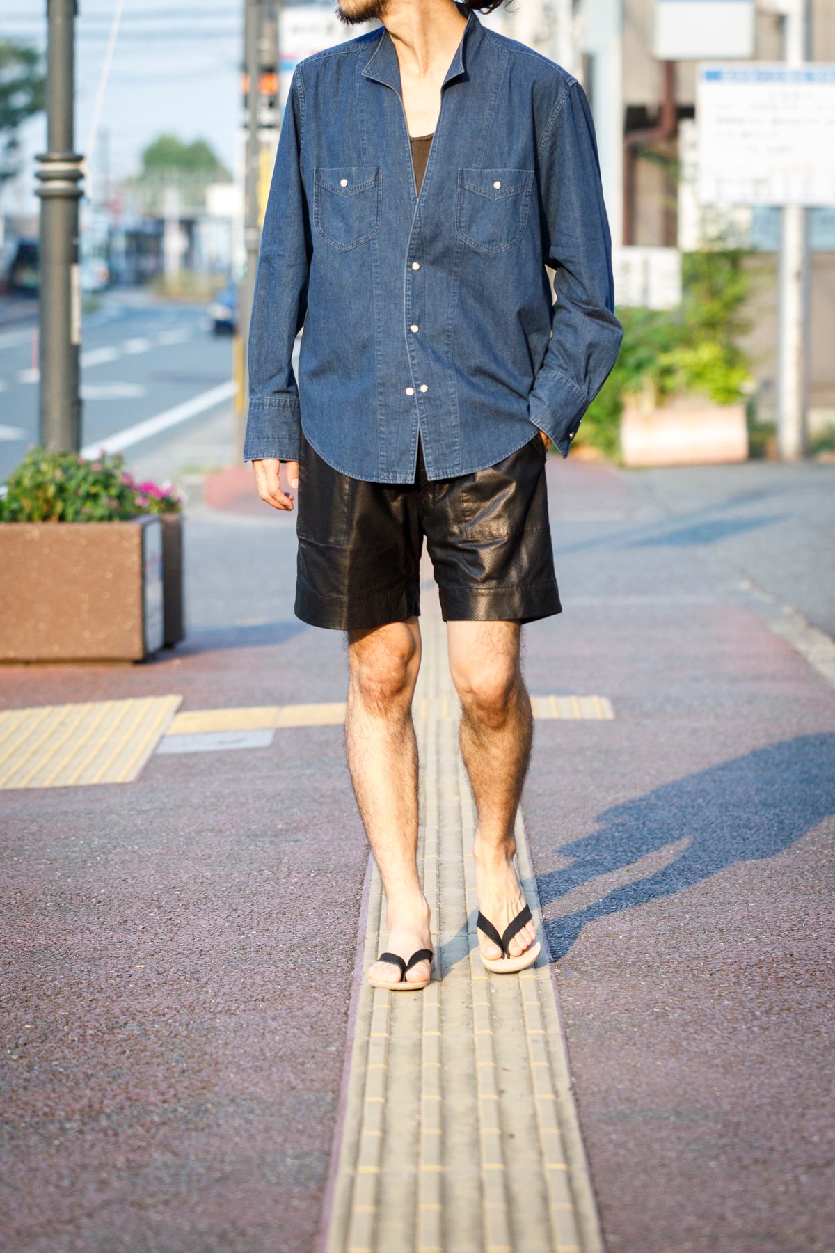 SARTO / LIGHT SELVAGE DENIM WING COLLAR SHIRT - WASHED INDIGO
