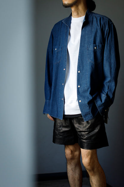 SARTO / LIGHT SELVAGE DENIM WING COLLAR SHIRT - WASHED INDIGO