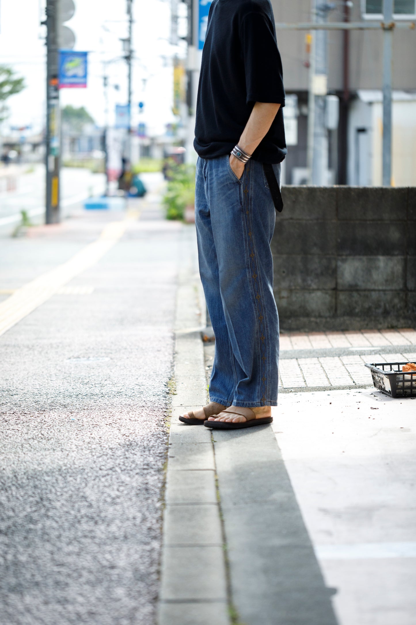 SARTO / EMBROIDERY DENIM PANTS - WASHED INDIGO
