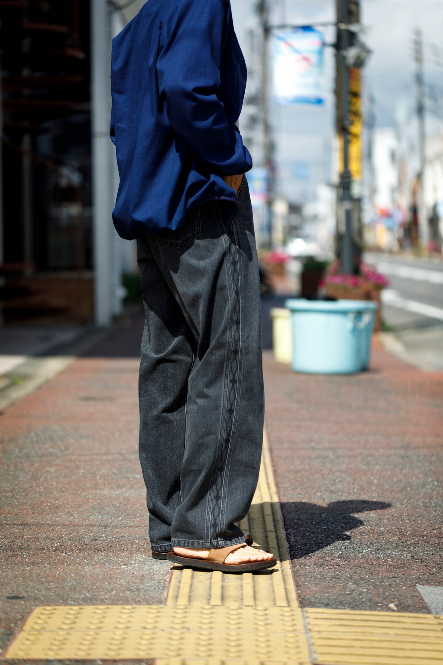 SARTO / EMBROIDERY DENIM PANTS - WASHED BLACK