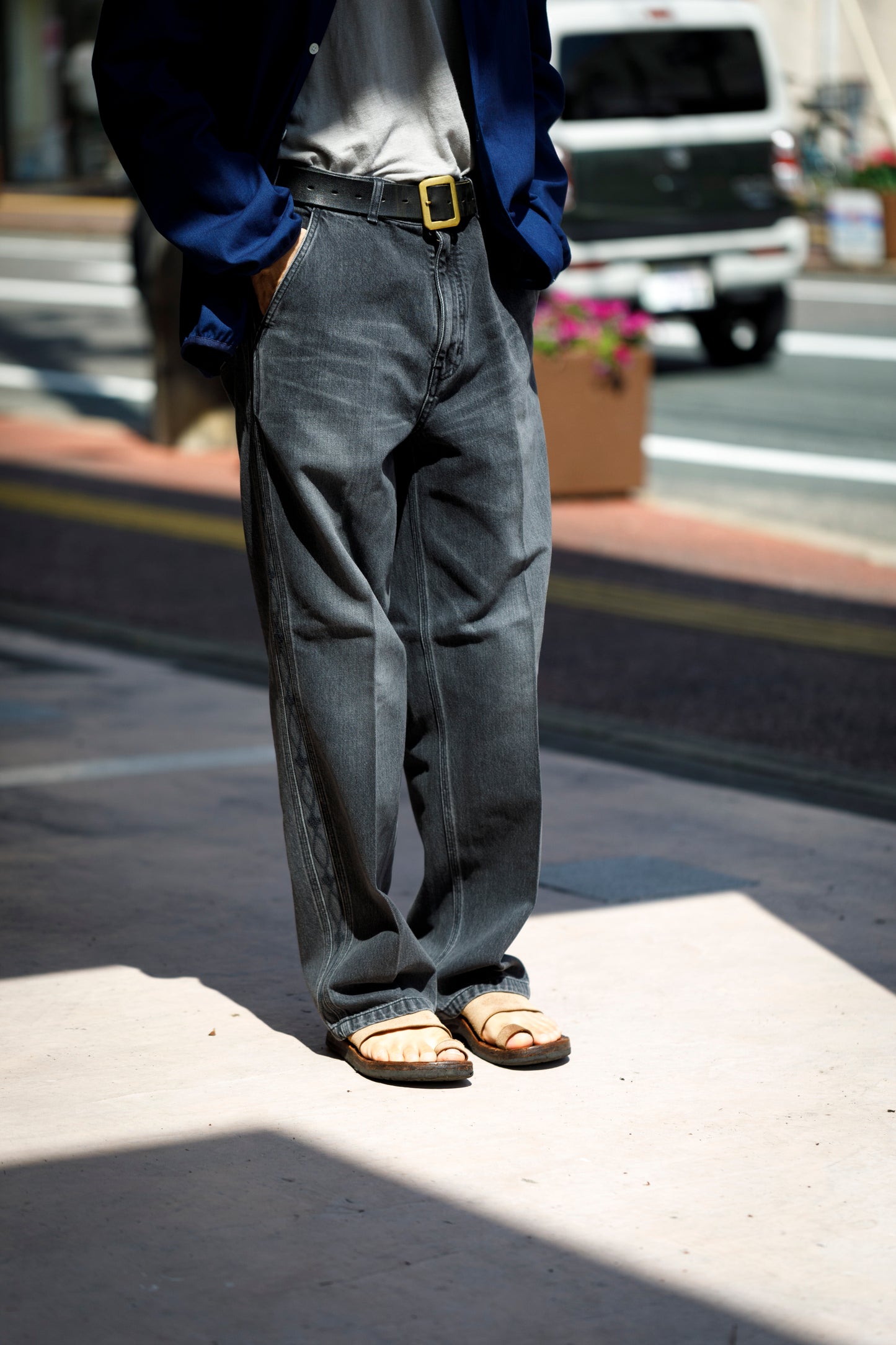 SARTO / EMBROIDERY DENIM PANTS - WASHED BLACK