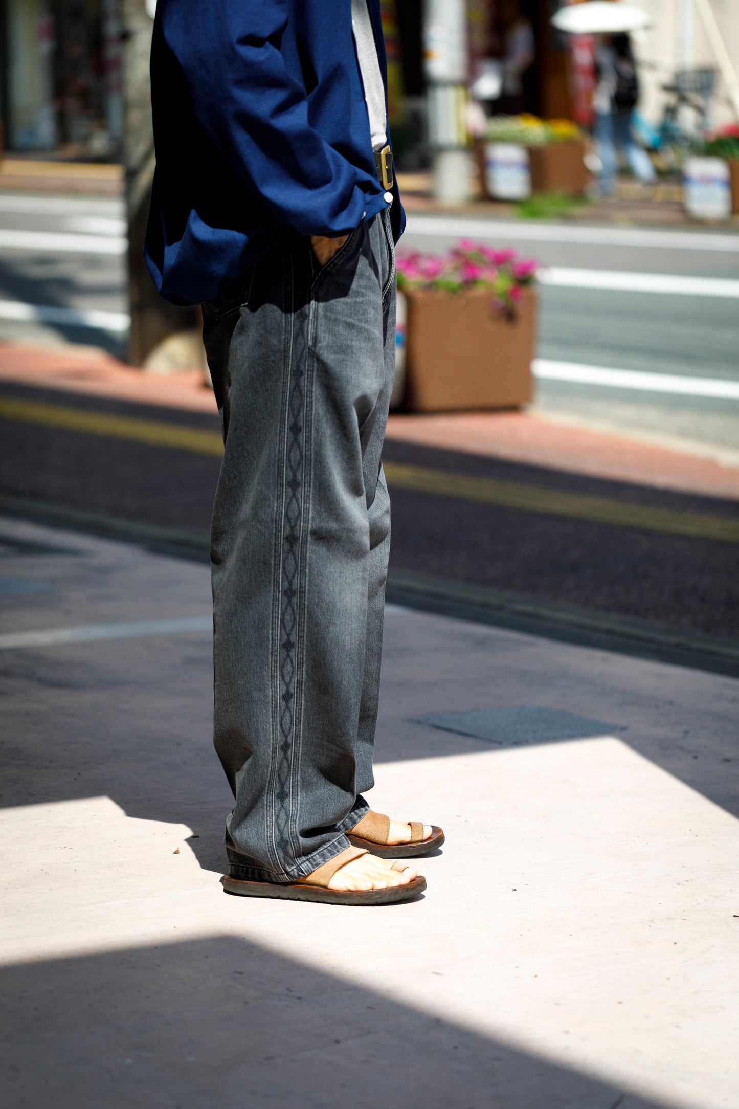 SARTO / EMBROIDERY DENIM PANTS - WASHED BLACK