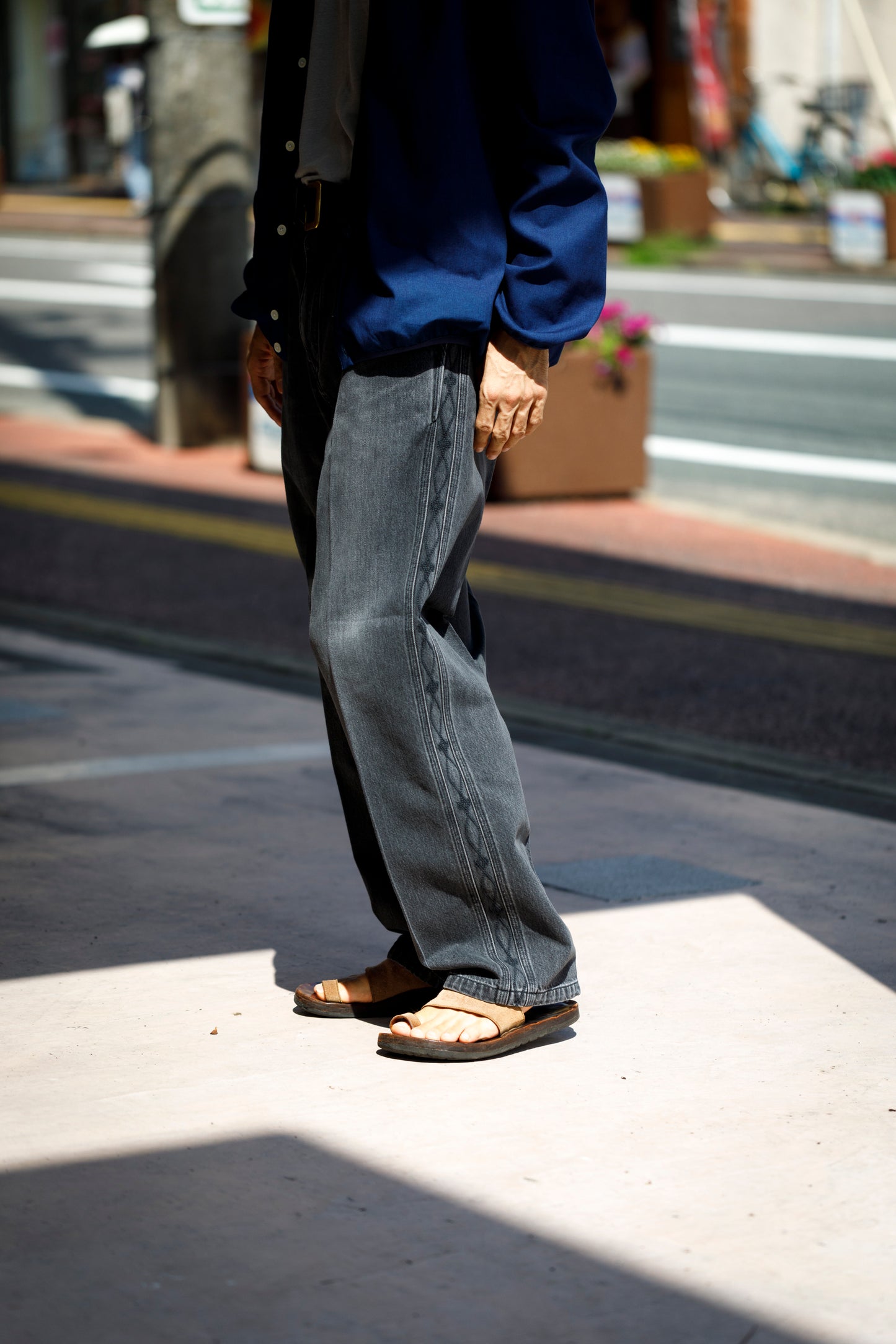 SARTO / EMBROIDERY DENIM PANTS - WASHED BLACK
