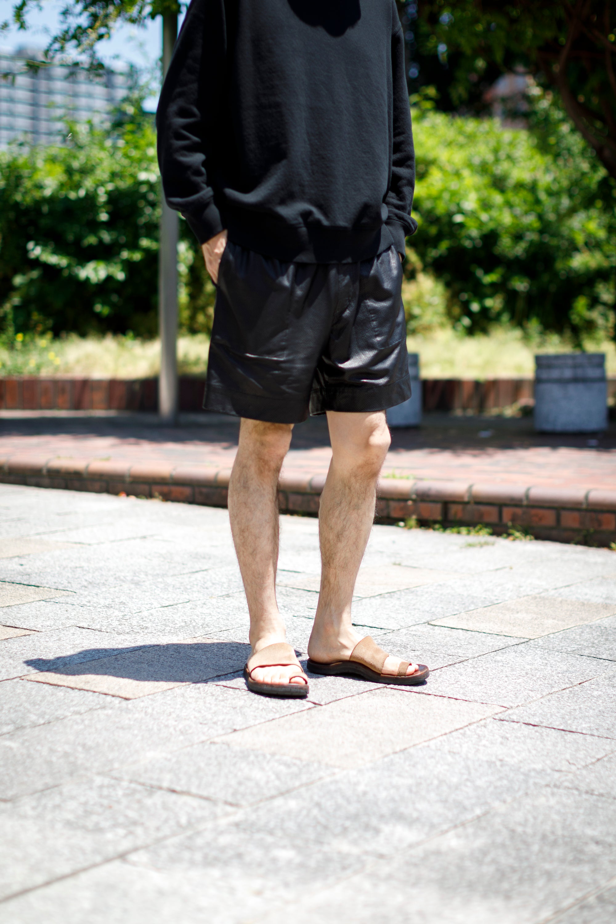 Willow Pants / P-007 Leather Shorts - Black(Punching Leather) – reggio