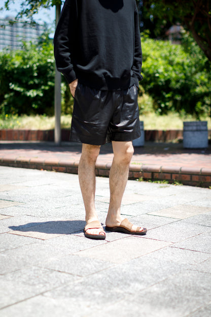Willow Pants / P-007 Leather Shorts - Black(Punching Leather)