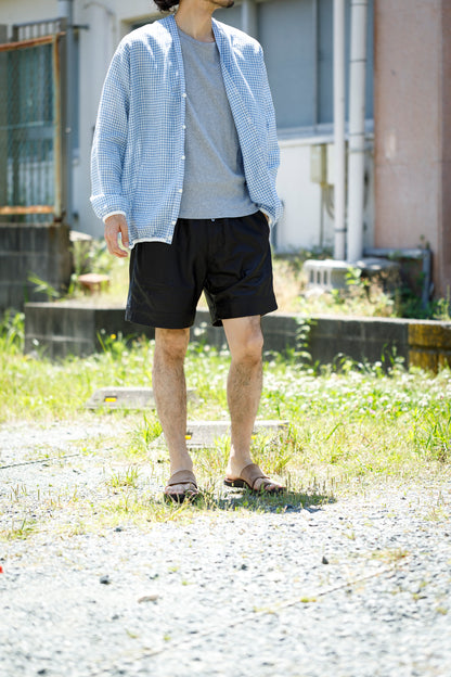 Willow Pants / P-007 Leather Shorts - Black(Punching Leather)