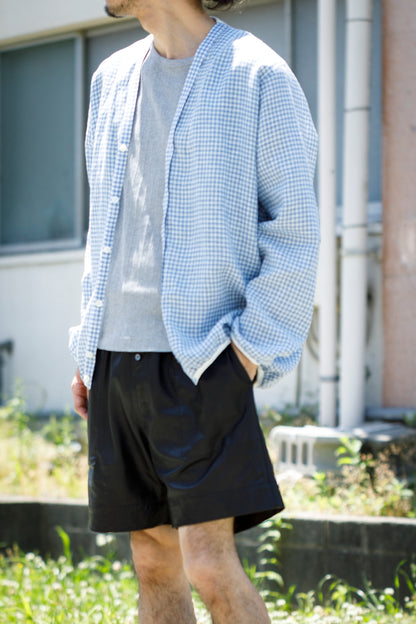 KIMURA / narrowing cardigan_Albini linen - GINGHAM