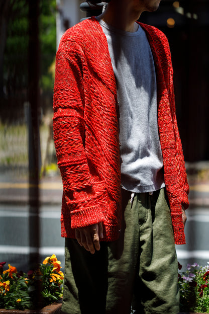 SARTO / 261-22003 MACHINE × HAND KNIT CARDIGAN - V.Red