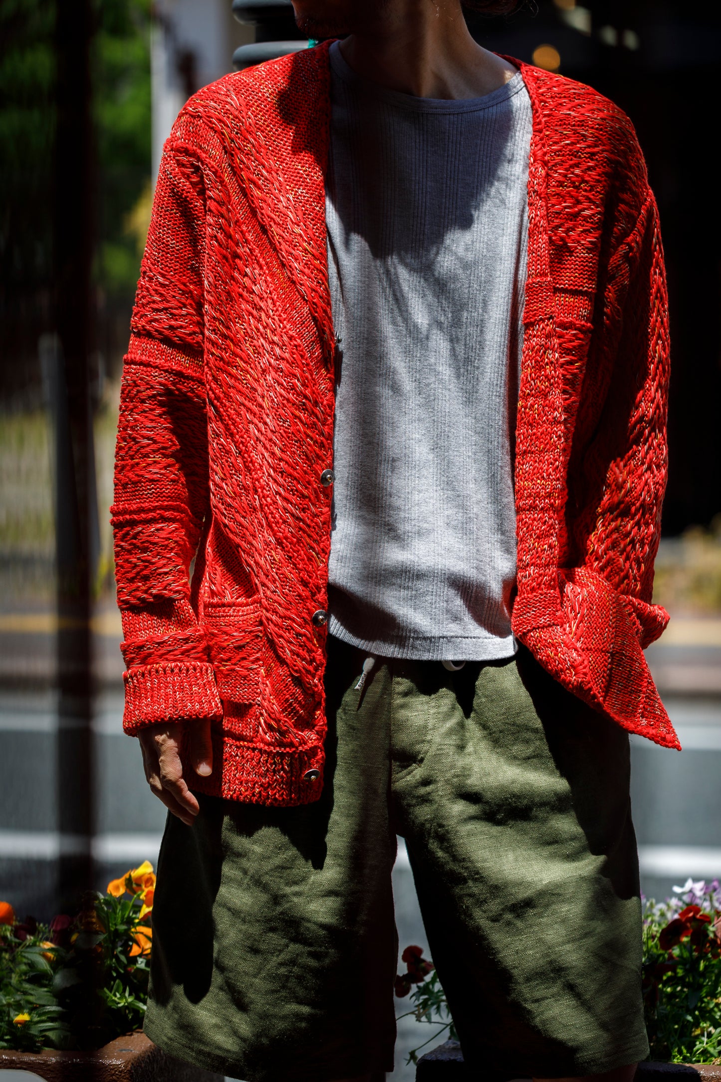 SARTO / 261-22003 MACHINE × HAND KNIT CARDIGAN - V.Red