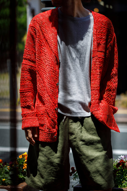 SARTO / 261-22003 MACHINE × HAND KNIT CARDIGAN - V.Red