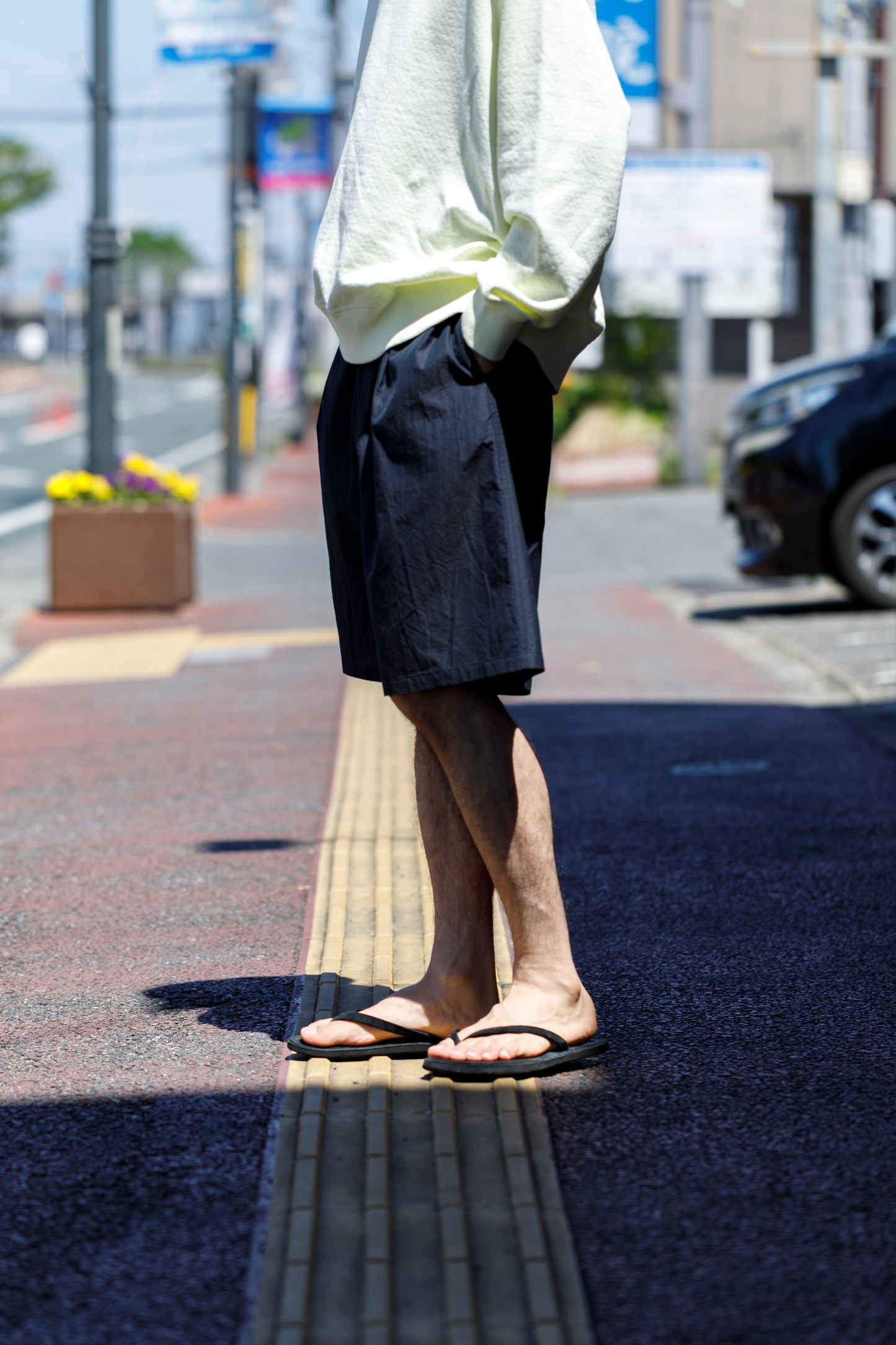 Nikki ESSENTIAL PIECES / Cotton Silk Faille Easy Shorts  - Black