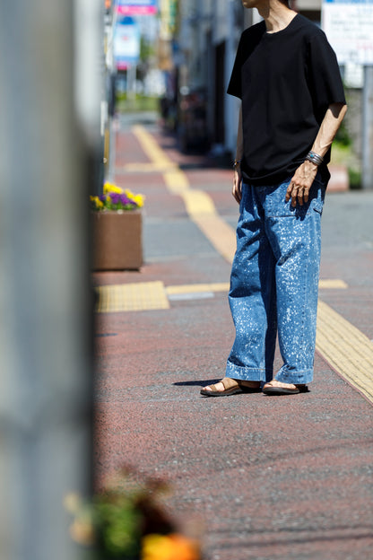 山内 yc55-261 / 強撚フリーカットポンチ・ショートスリーブTシャツ - Black