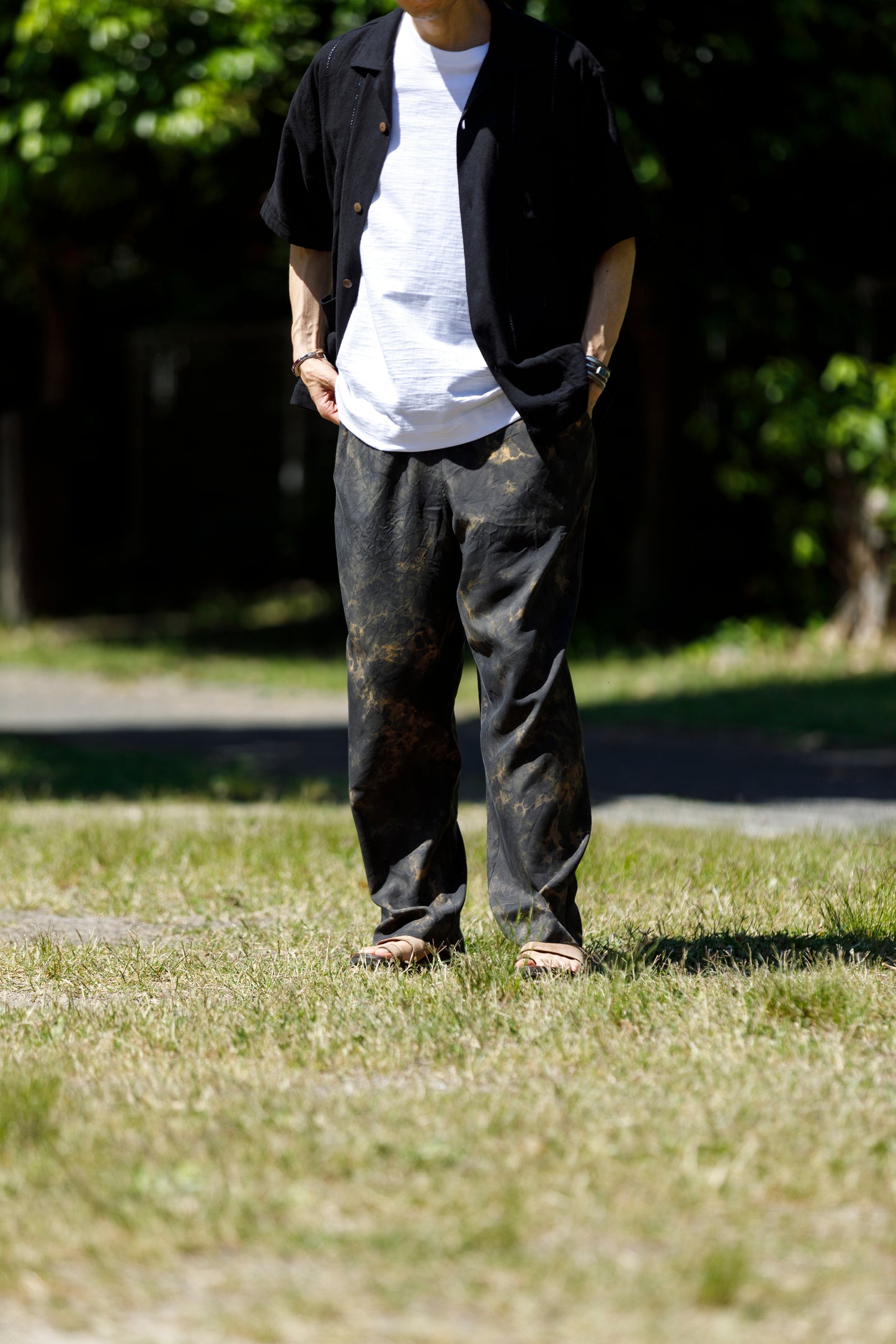 山内 / 26168-si/ari/有松絞り・ビンテージシルクギャバ・パジャマパンツ - arimats