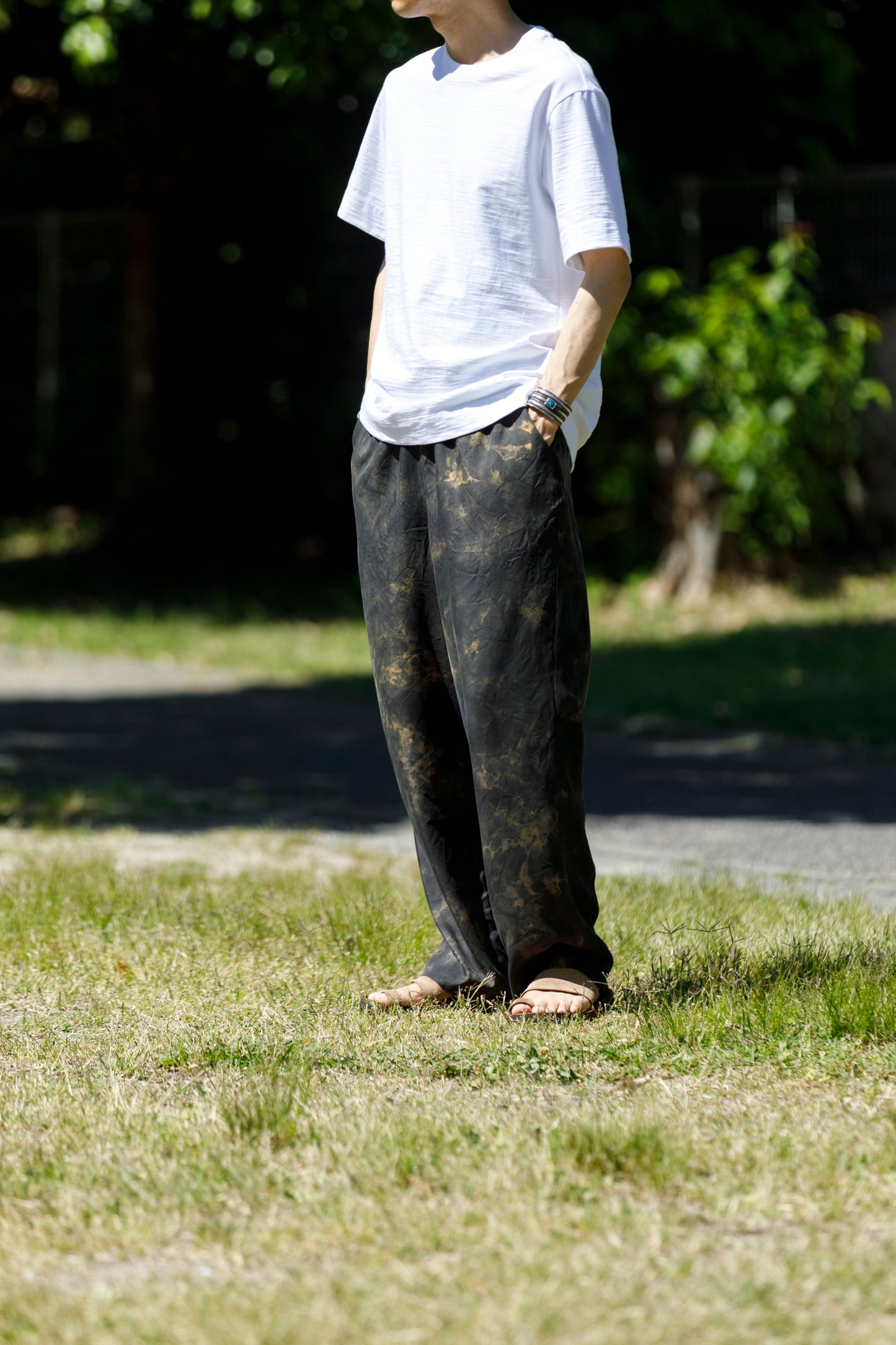 山内 / 26168-si/ari/有松絞り・ビンテージシルクギャバ・パジャマパンツ - arimats