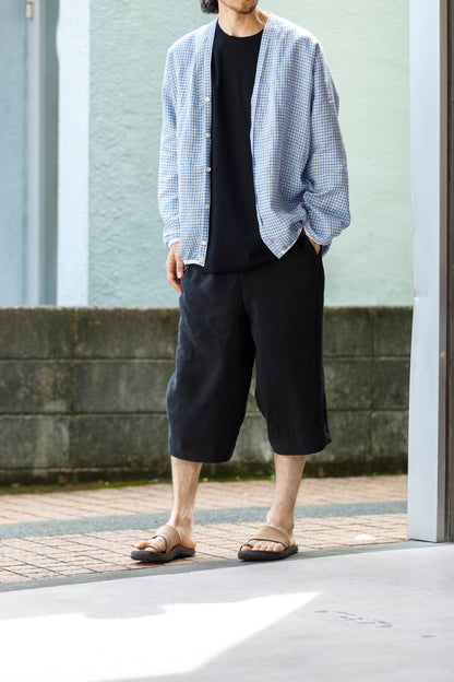 KIMURA / narrowing cardigan_Albini linen - GINGHAM