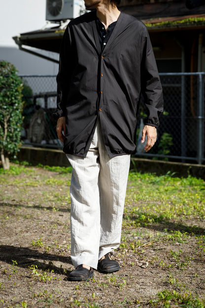 KIMURA narrowing / long cardigan_finx cotton - Dark Brown