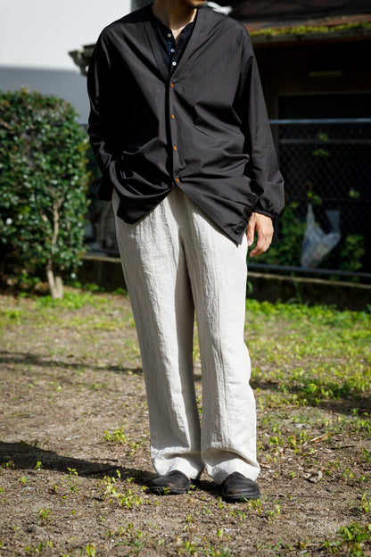 KIMURA narrowing / long cardigan_finx cotton - Dark Brown