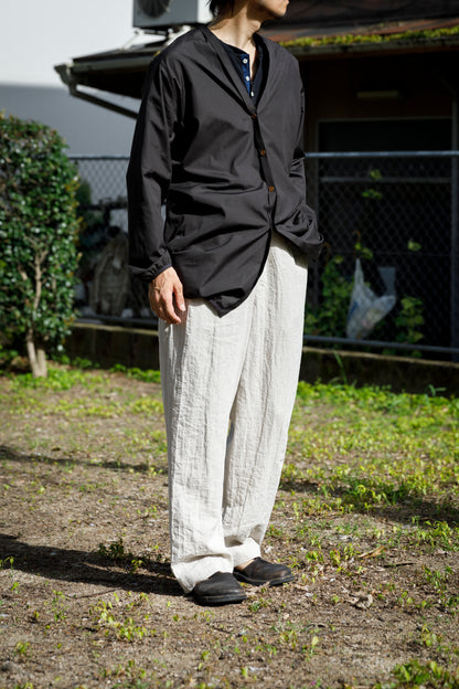 KIMURA narrowing / long cardigan_finx cotton - Dark Brown