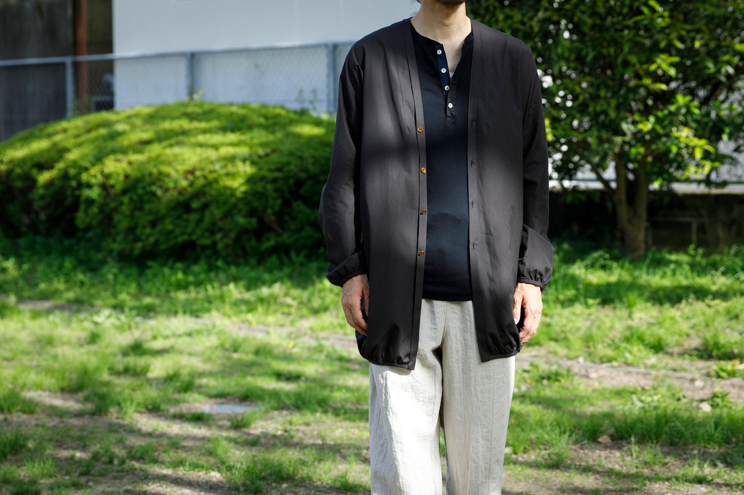 KIMURA narrowing / long cardigan_finx cotton - Dark Brown