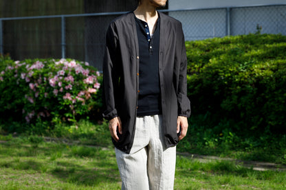 KIMURA narrowing / long cardigan_finx cotton - Dark Brown