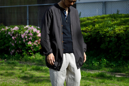 KIMURA narrowing / long cardigan_finx cotton - Dark Brown