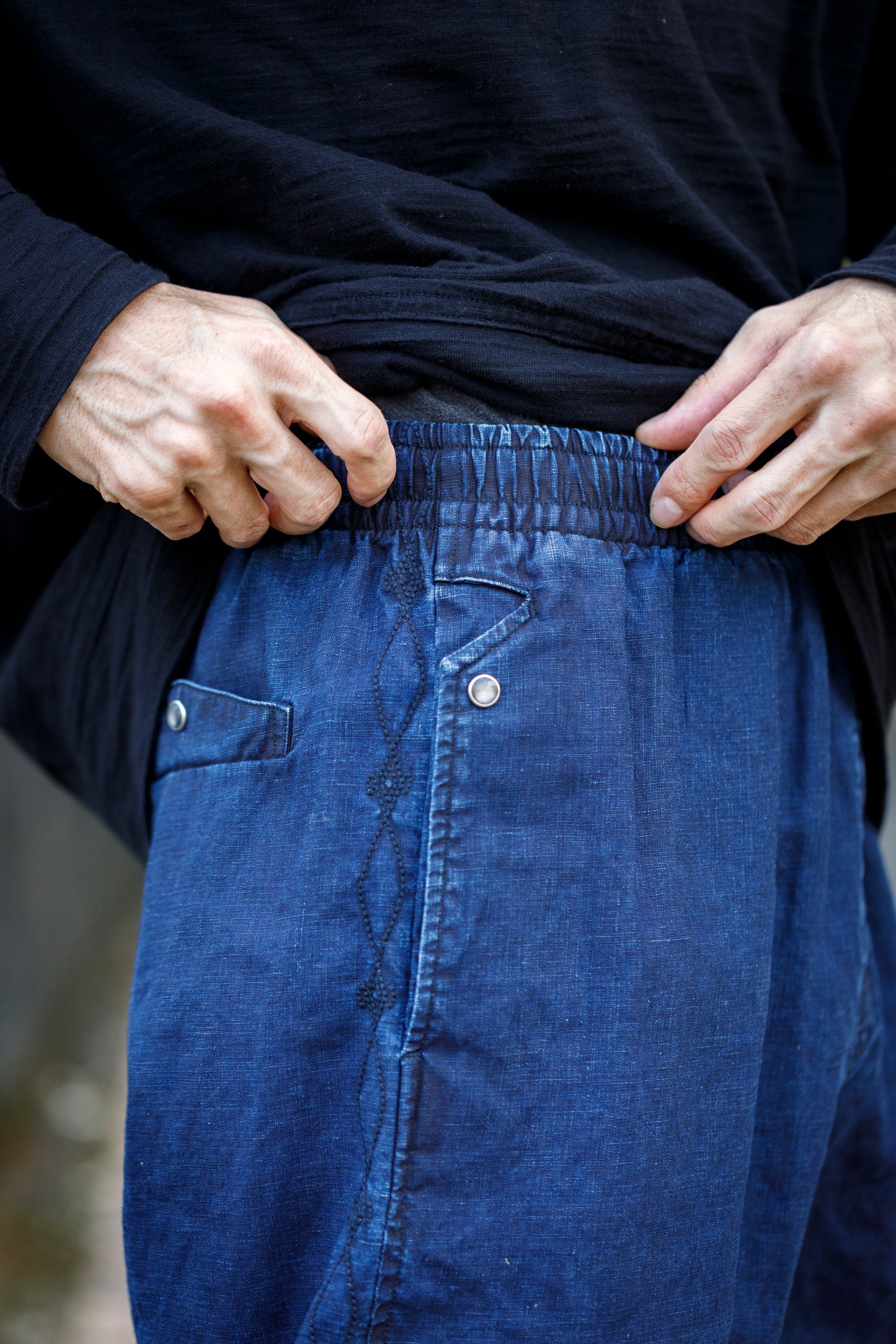 SARTO / 261-11003 SHORT PANTS - INDIGO LINEN