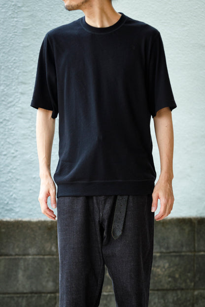 山内 / 26155/1/17強撚シルクヘビー天竺・ショートスリーブTシャツ - Black