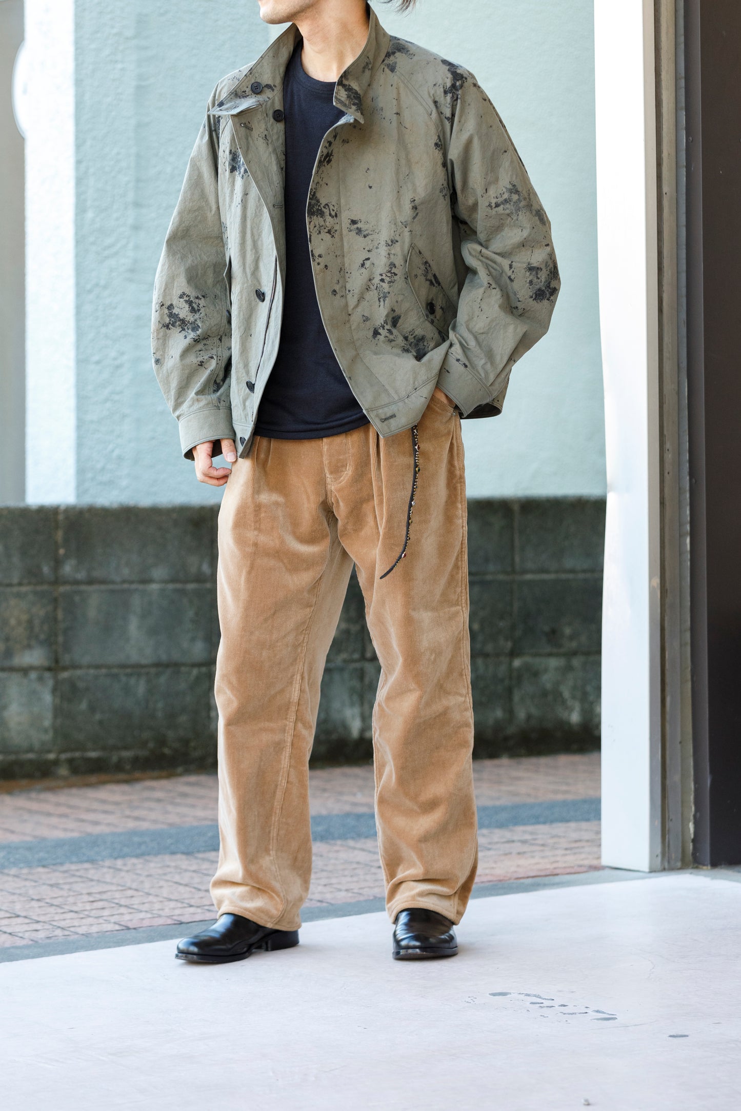 山内 25221 / 3wayシールドコットン・ジップジャケット - khaki × arimatsu black
