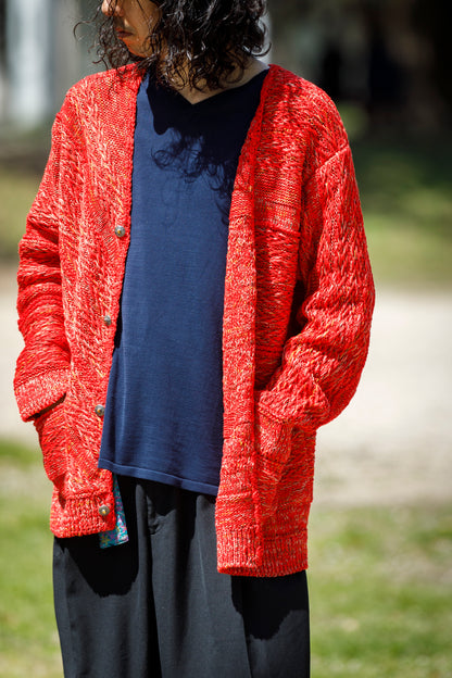 SARTO / 261-22003 MACHINE × HAND KNIT CARDIGAN - V.Red