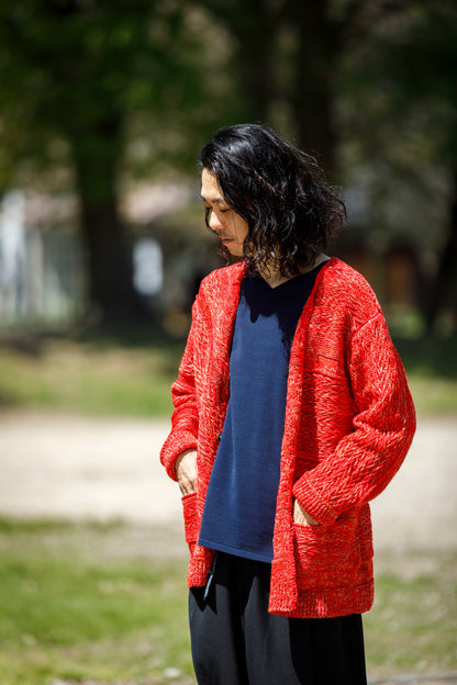 SARTO / 261-22003 MACHINE × HAND KNIT CARDIGAN - V.Red
