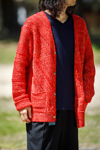 SARTO / 261-22003 MACHINE × HAND KNIT CARDIGAN - V.Red