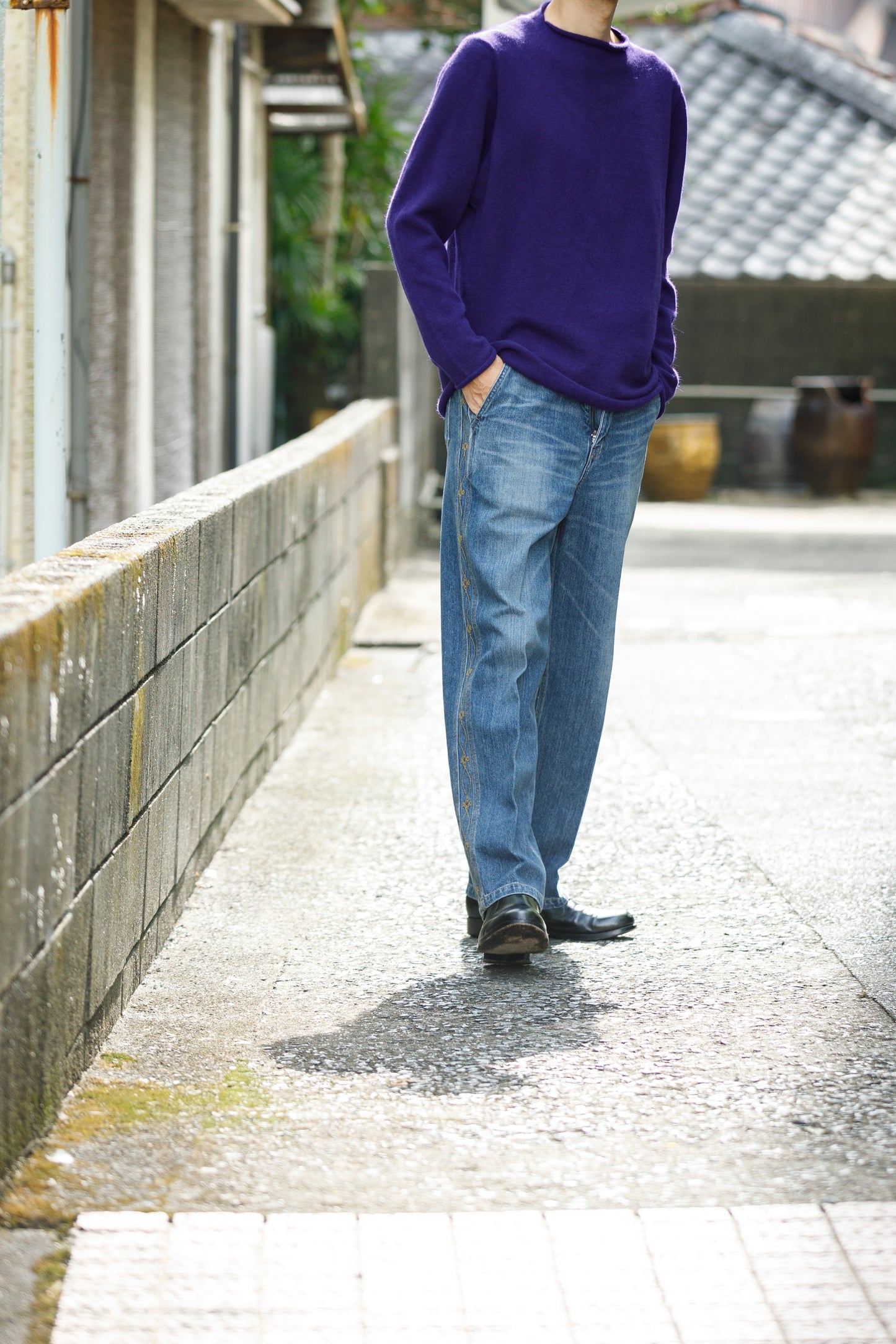 SARTO / 252-20003 EMBROIDERY DENIM PANTS - WASHED INDIGO