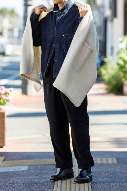 Nikki ESSENTIAL PIECE  / Felting Wool Over Stole - White×Beige