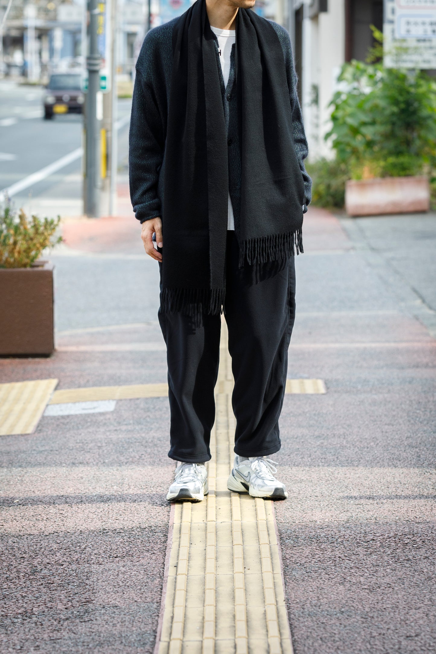 Joshua Ellis / Cashmere plain stole 35×190 - BLACK(CPG 60004)