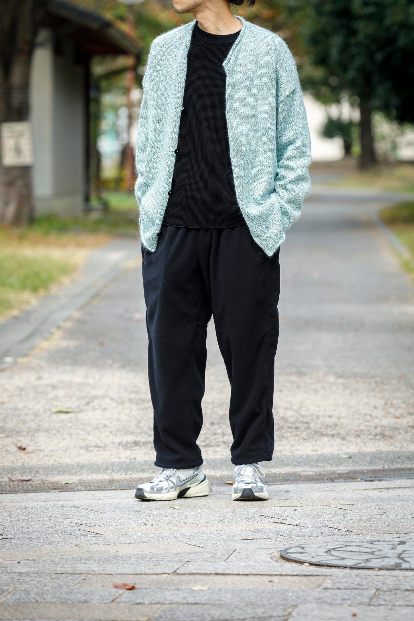 WONDER ROOM WWA-001 "WAFFLE" l/s waffle thermal tee - Black