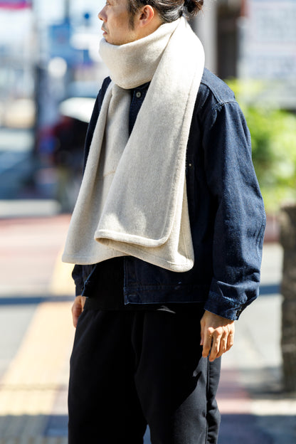 Nikki ESSENTIAL PIECE  / Felting Wool Over Stole - White×Beige