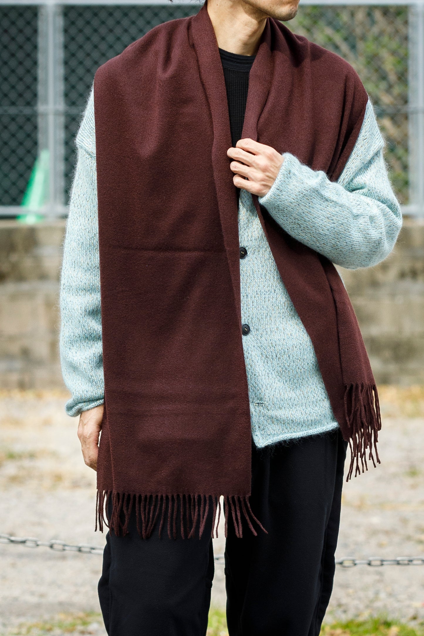 Joshua Ellis / Cashmere plain stole 35×190 - BOURGOGNE(CPG 52506)