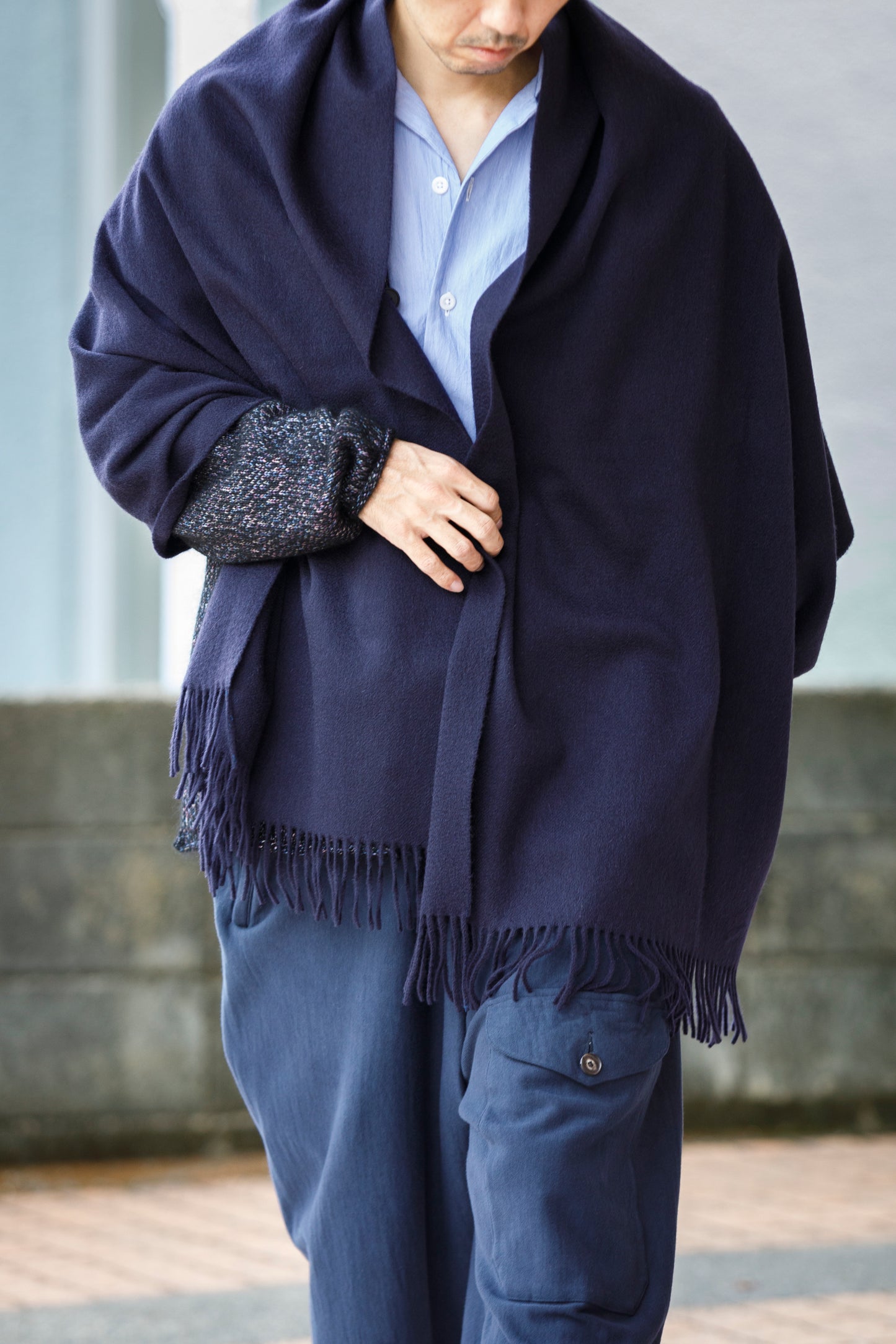 Joshua Ellis / Cashmere plain stole 70x190 -  NEW BLUE(CPG 49259)