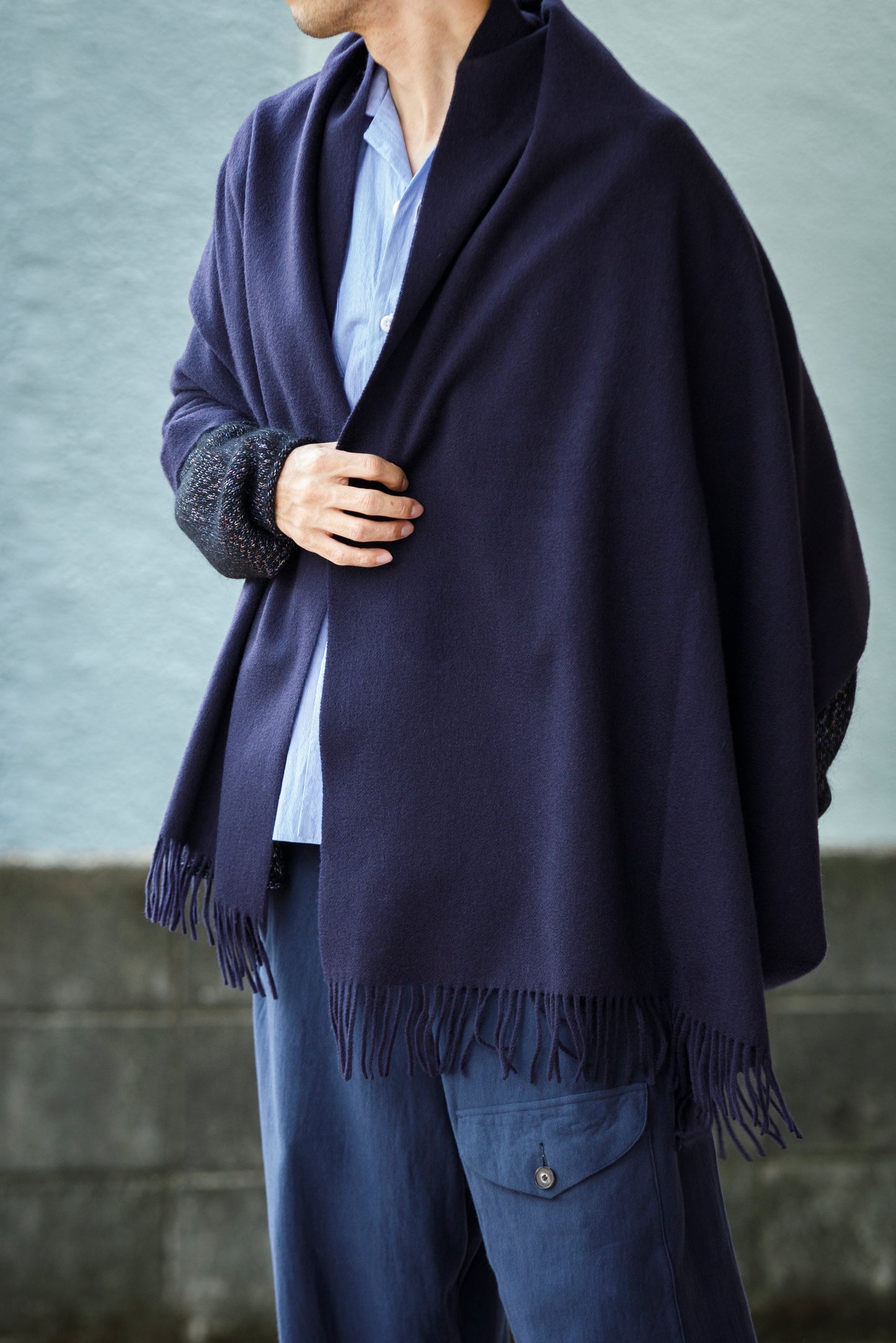 Joshua Ellis / Cashmere plain stole 70x190 -  NEW BLUE(CPG 49259)