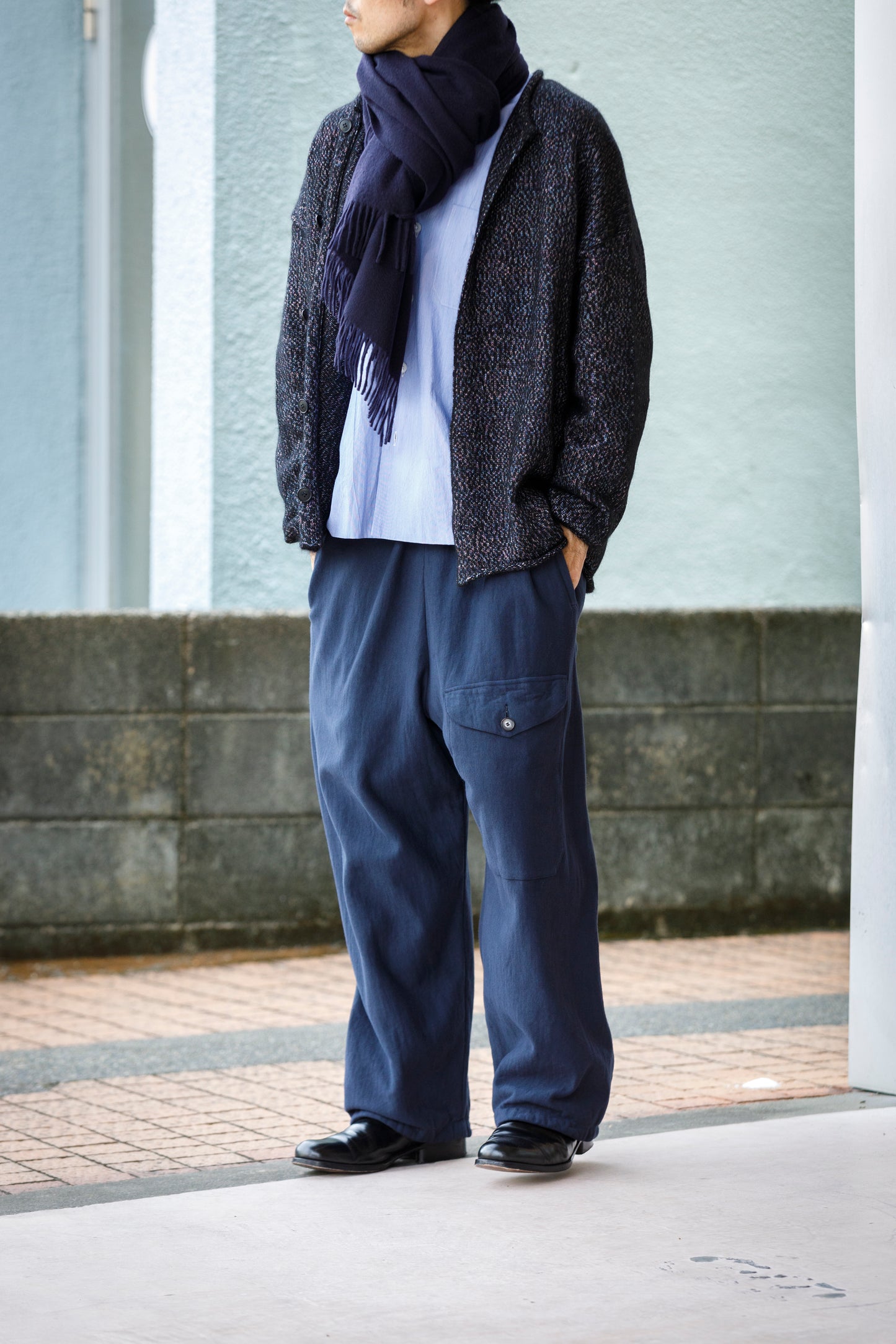 NULABEL / 522-706 GARMENT DYED SWEAT TROUSERS - Midnight