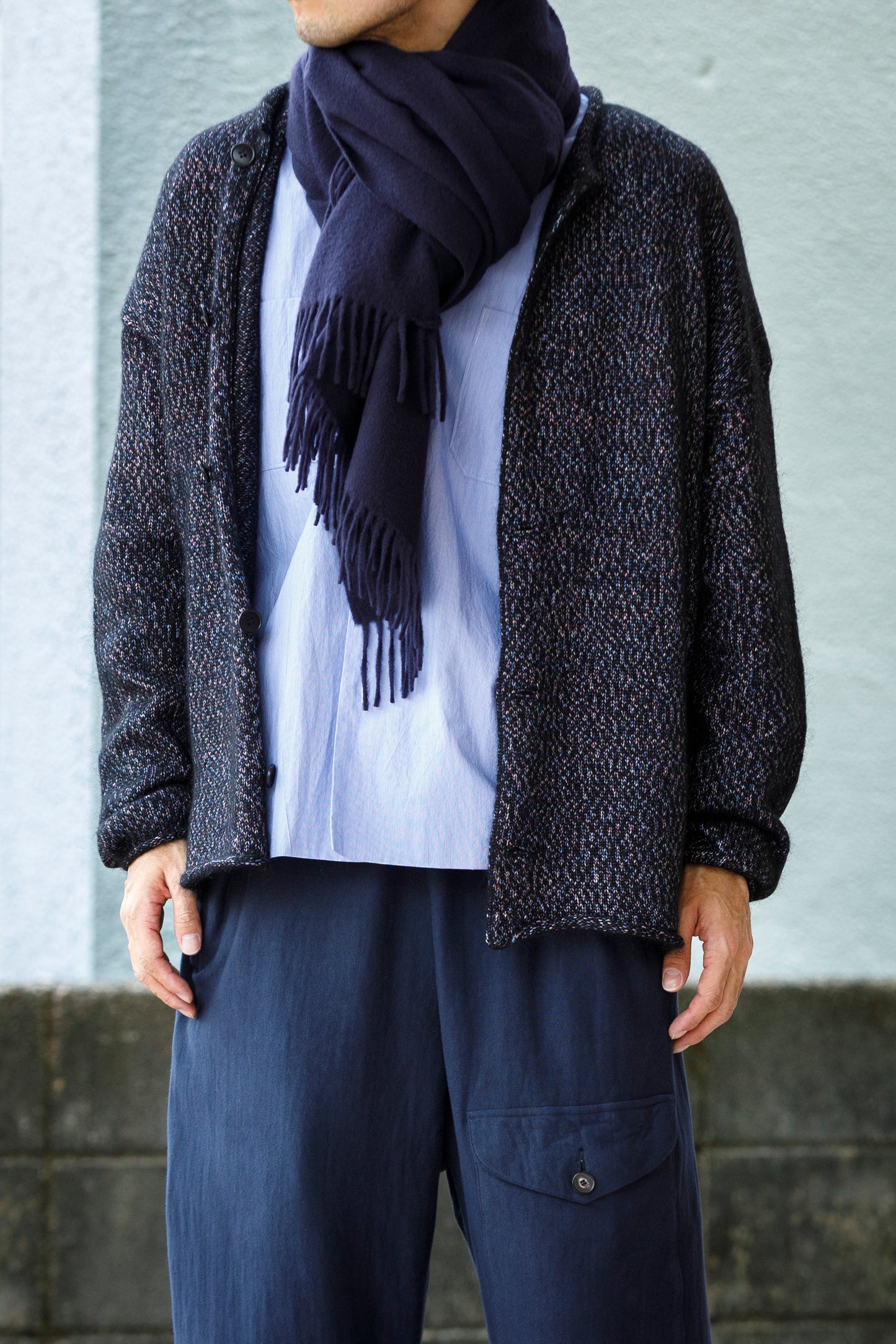 Joshua Ellis / Cashmere plain stole 70x190 -  NEW BLUE(CPG 49259)