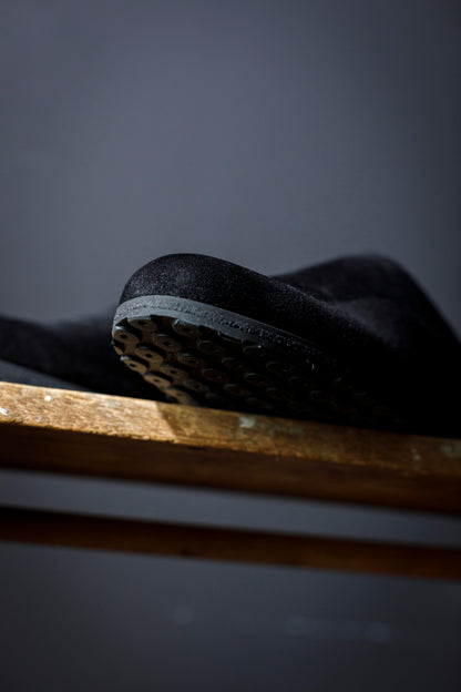 PETROSOLAUM × JAN-JAN VAN ESSCHE / SABOT / DEER SUEDE - Black