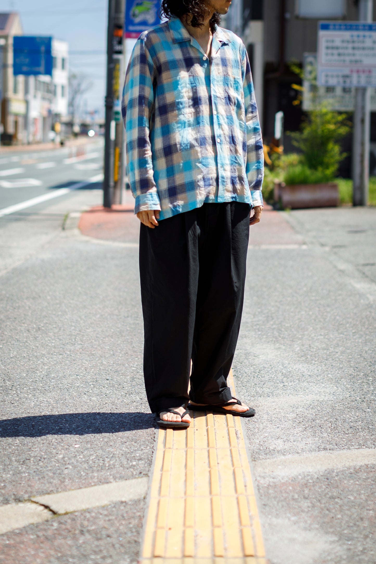 MOJITO / ABSHINTH SHIRT_linen plaid - Blue
